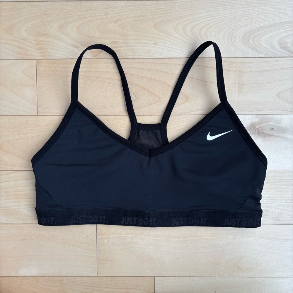 Nike Black Sports Bra with White Swoosh